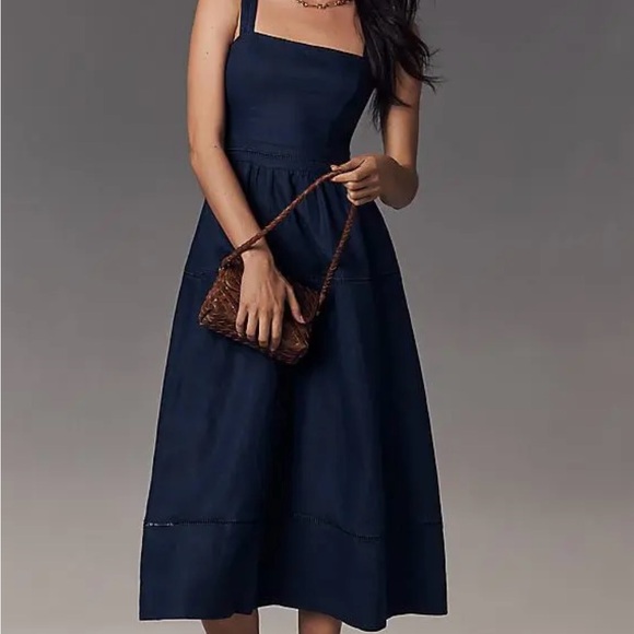champagne color plus size formal dresses Tailored Halter Midi Dress - Navy
